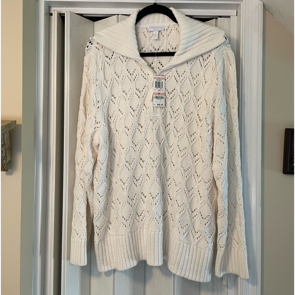 Charter Club Ivory Knit Sweater. NWT